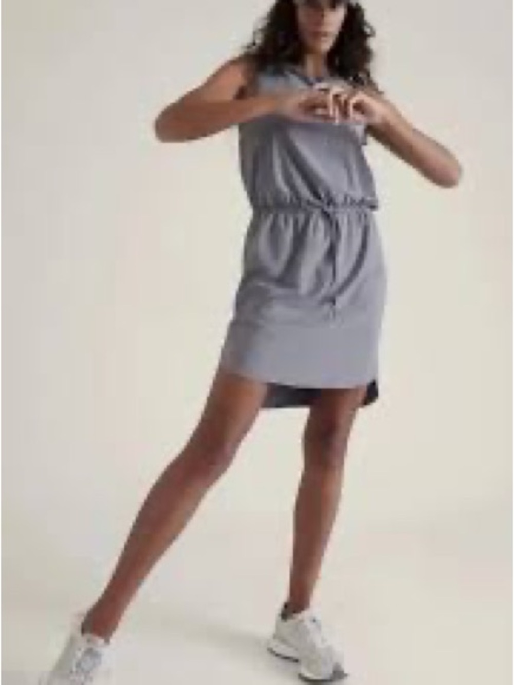 Athleta Rincon Casual Drawstring Waist Sleeveless Dress in Blue S Tall